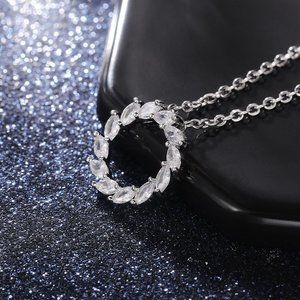 💝 Simple Shiny Hollow Round Many Marquis CZ Necklace for Women, EVGG1108